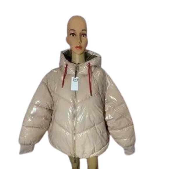 NWT Women's Noize Outerwear Puffer Pale Mauve Hooded Zipper Parka - XXL - Picture 2 of 16